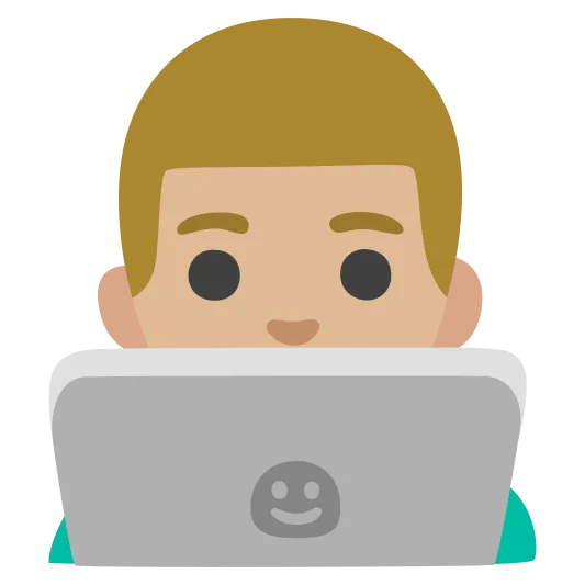 The man technologist: medium-light skin tone emoji.