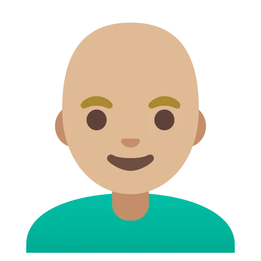 The man: bald: medium-light skin tone emoji.