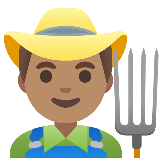 The man farmer: medium skin tone emoji.