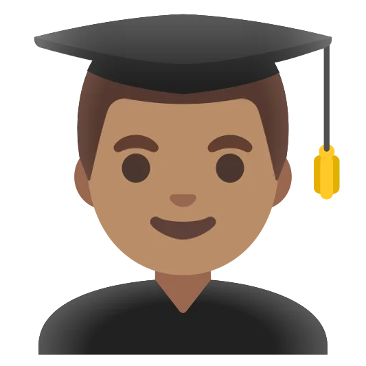 The man student: medium skin tone emoji.