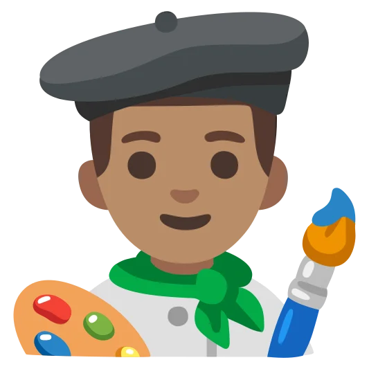 The man artist: medium skin tone emoji.