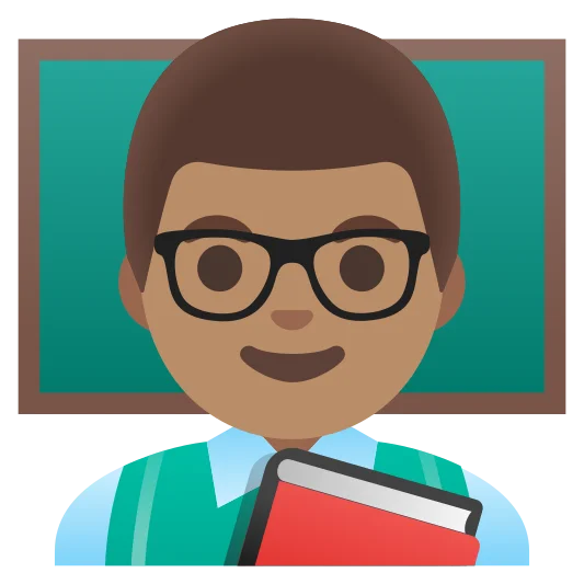 The man teacher: medium skin tone emoji.