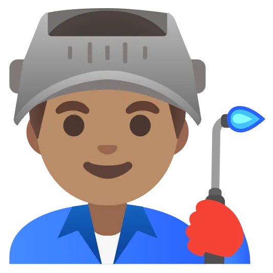 The man factory worker: medium skin tone emoji.