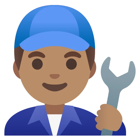 The man mechanic: medium skin tone emoji.