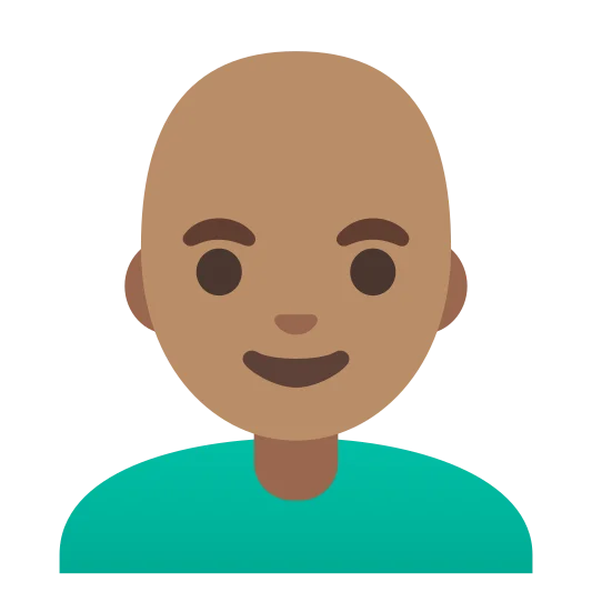 The man: bald: medium skin tone emoji.