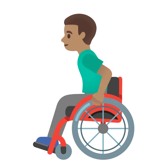 The man in manual wheelchair: medium skin tone emoji.