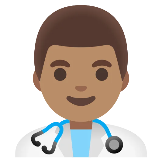 The man health worker: medium skin tone emoji.