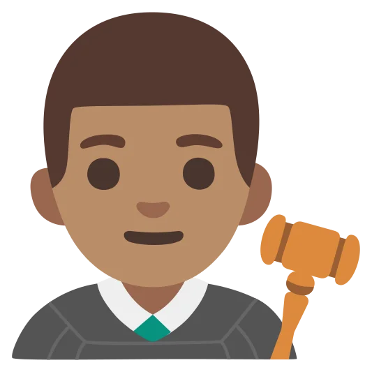The man judge: medium skin tone emoji.