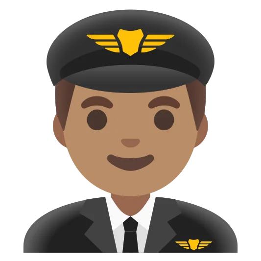 The man pilot: medium skin tone emoji.