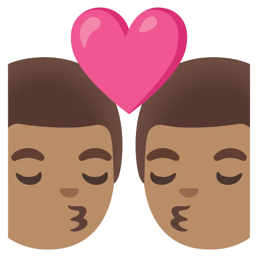The kiss: man, man: medium skin tone, medium skin tone emoji.