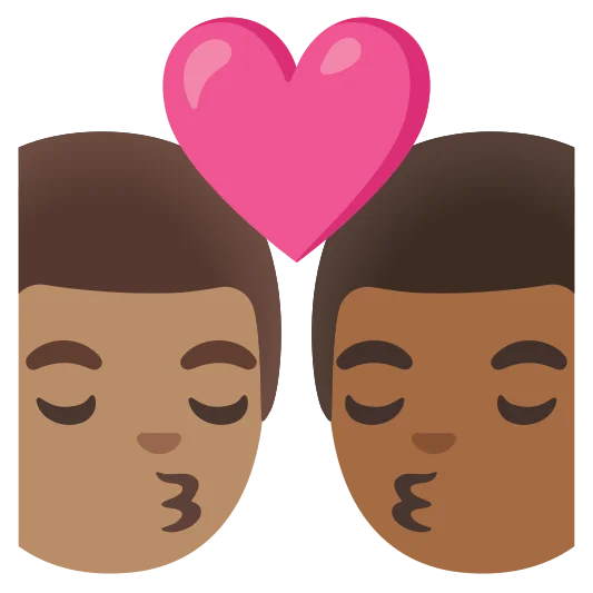 The kiss: man, man: medium skin tone, medium-dark skin tone emoji.