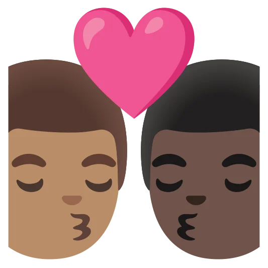 The kiss: man, man: medium skin tone, dark skin tone emoji.