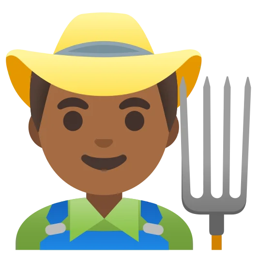 The man farmer: medium-dark skin tone emoji.