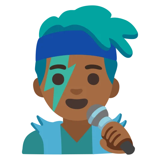 The man singer: medium-dark skin tone emoji.