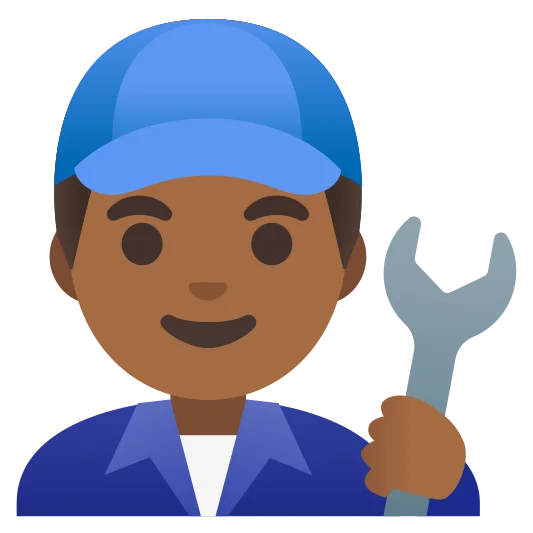 The man mechanic: medium-dark skin tone emoji.