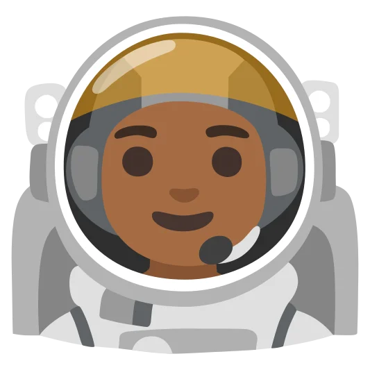 The man astronaut: medium-dark skin tone emoji.