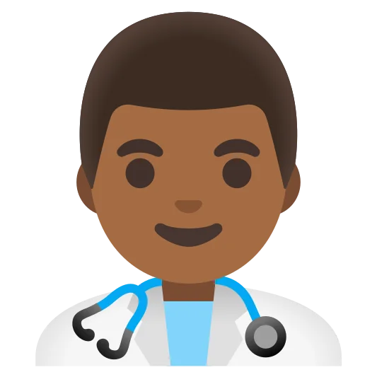 The man health worker: medium-dark skin tone emoji.
