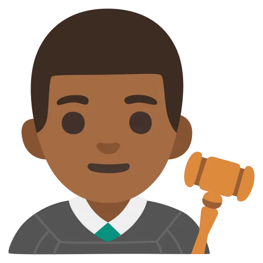 The man judge: medium-dark skin tone emoji.