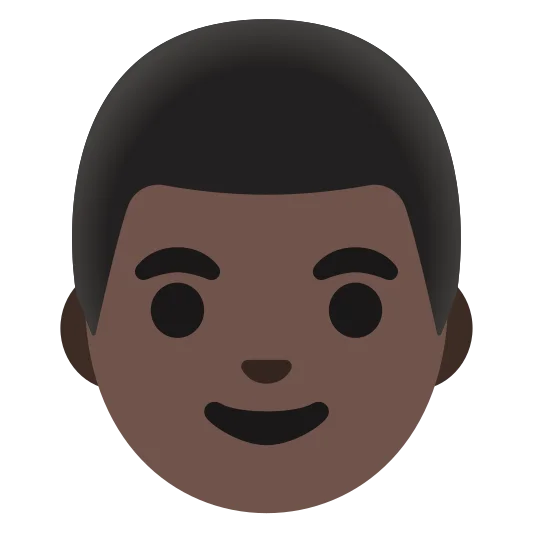 The man: dark skin tone emoji.
