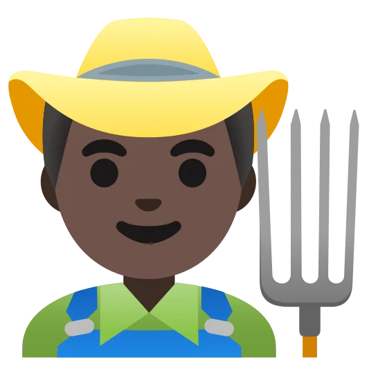 The man farmer: dark skin tone emoji.