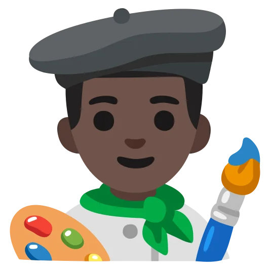 The man artist: dark skin tone emoji.
