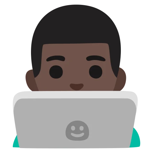 The man technologist: dark skin tone emoji.