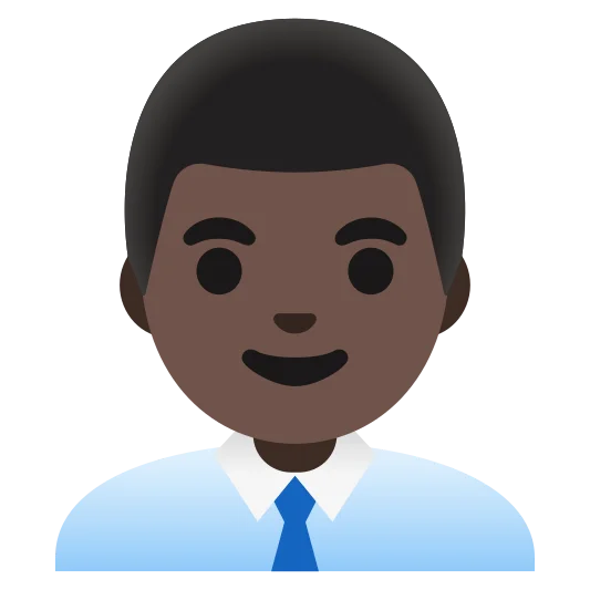 The man office worker: dark skin tone emoji.