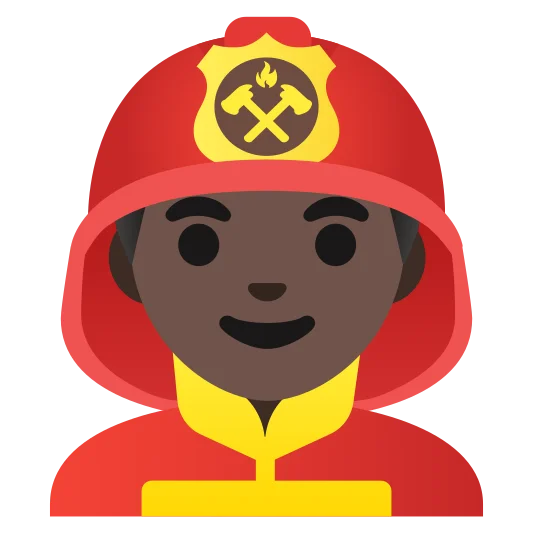 The man firefighter: dark skin tone emoji.