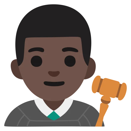 The man judge: dark skin tone emoji.