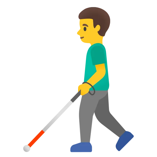 The man with white cane emoji.