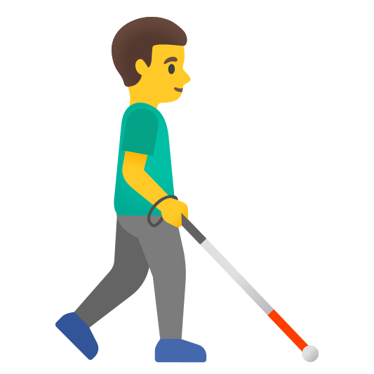 The man with white cane facing right emoji.