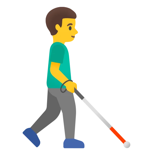 The man with white cane facing right emoji.