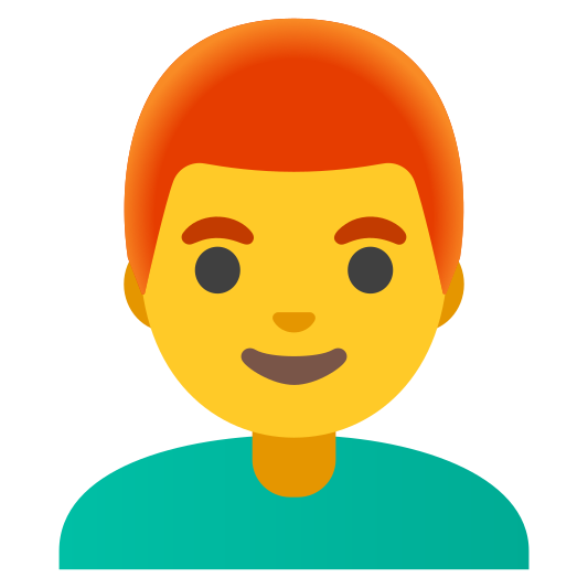 The man: red hair emoji.
