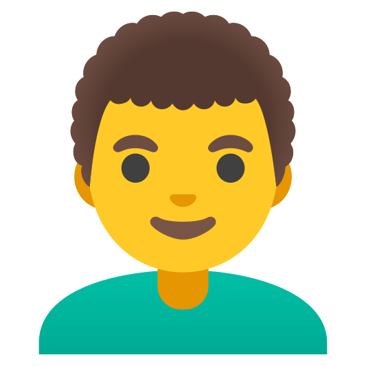 The man: curly hair emoji.