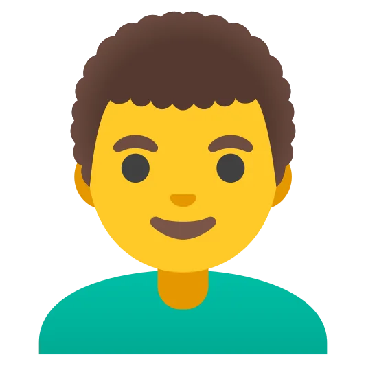 The man: curly hair emoji.