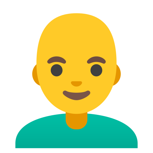The man: bald emoji.