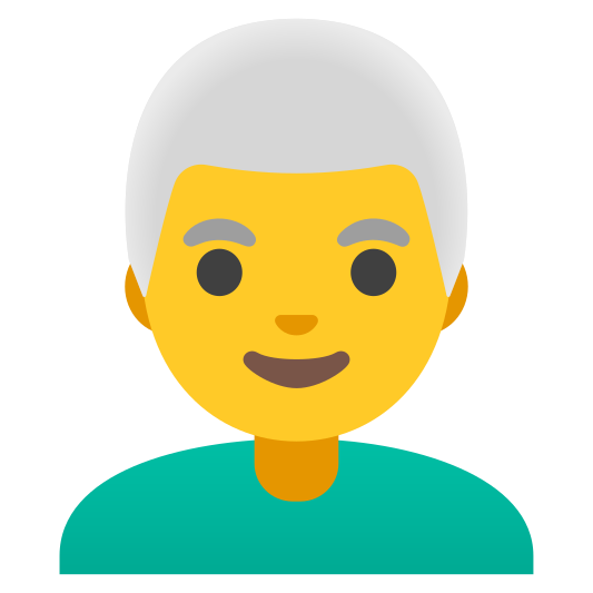 The man: white hair emoji.