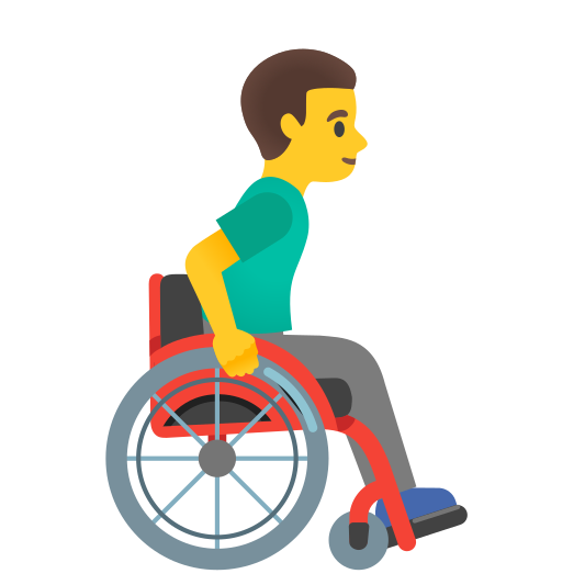 The man in manual wheelchair facing right emoji.