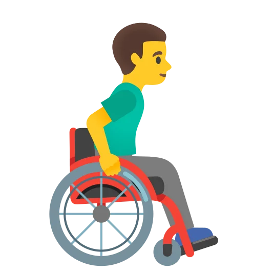 The man in manual wheelchair facing right emoji.