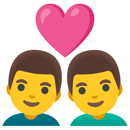 The couple with heart: man, man emoji.