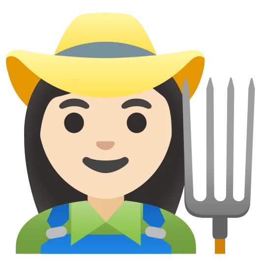 The woman farmer: light skin tone emoji.
