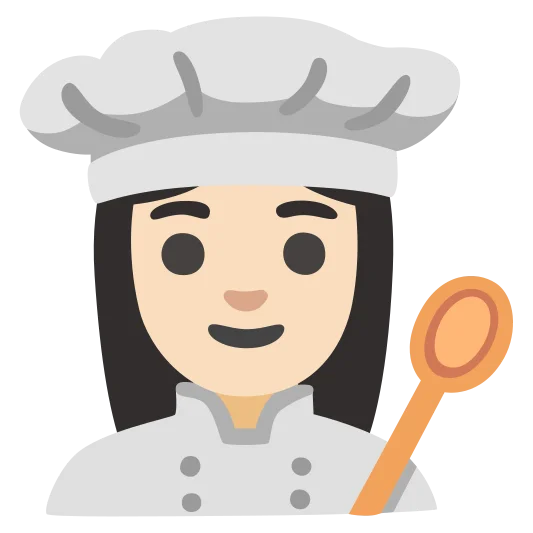 The woman cook: light skin tone emoji.