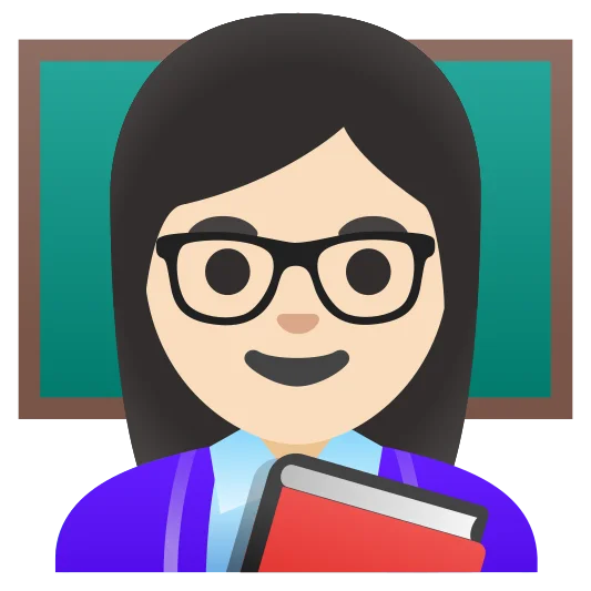 The woman teacher: light skin tone emoji.