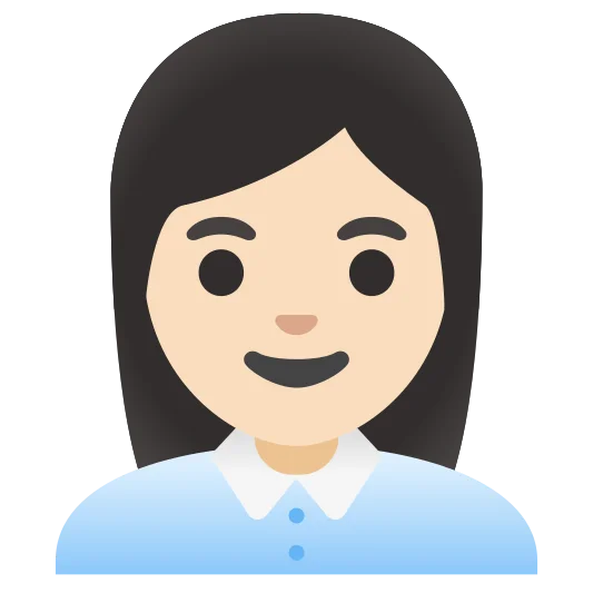 The woman office worker: light skin tone emoji.