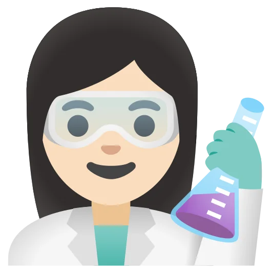 The woman scientist: light skin tone emoji.