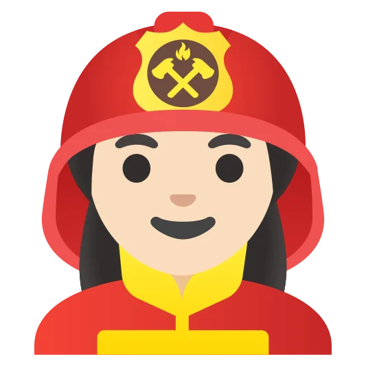 The woman firefighter: light skin tone emoji.