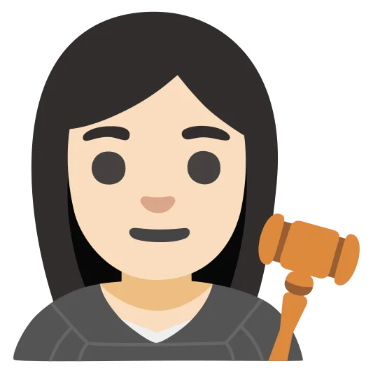 The woman judge: light skin tone emoji.