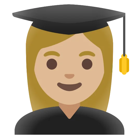 The woman student: medium-light skin tone emoji.