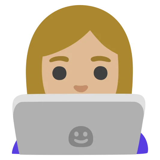 The woman technologist: medium-light skin tone emoji.