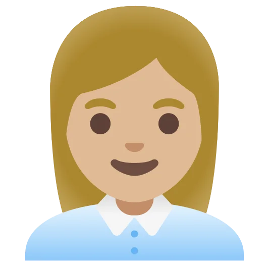 The woman office worker: medium-light skin tone emoji.